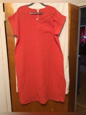Eileen Fisher 100% organic cotton gauzy summer dress SZ L